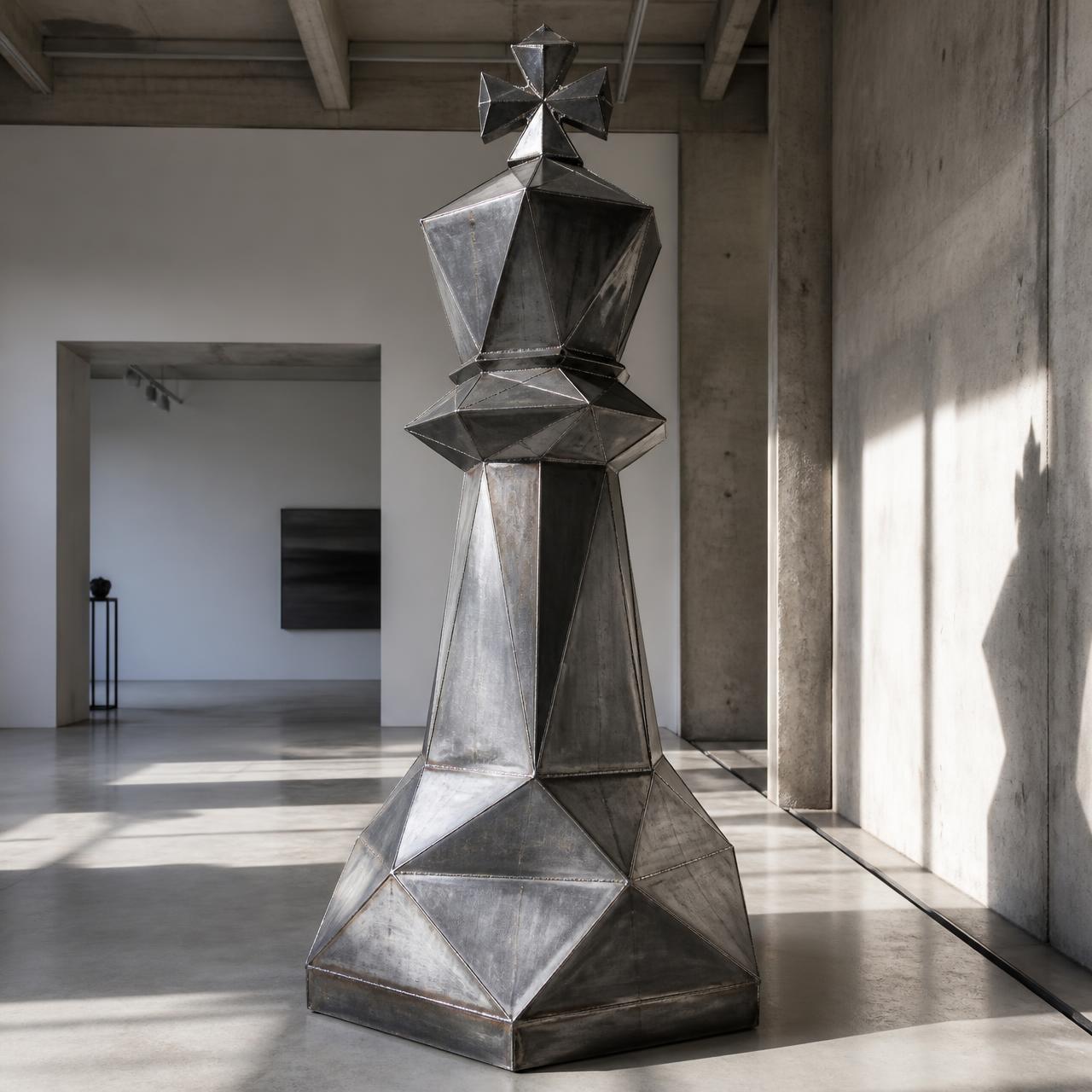 Chess King · 280 Facet, a faceted mild steel sculpture by Brent Marriott